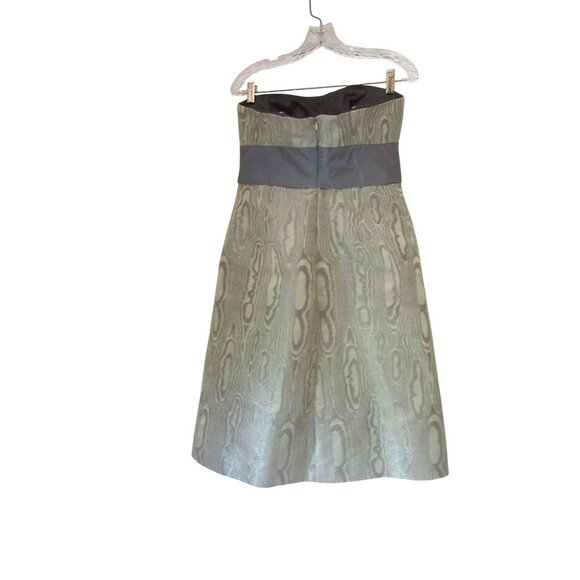 Kay Unger Gray Sleeveless Metallic Silk Bow Dress Size 8 - Picture 3 of 5